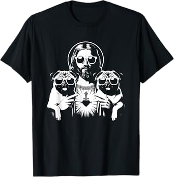 Jesus Pugs - Funny Christian Religious Dog Lover Men Women Girls Kids T-Shirt