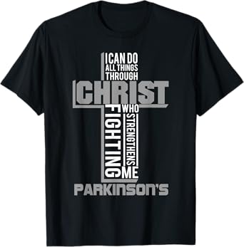 With Christ Fighting Parkinson's Warrior Awareness T-Shirt