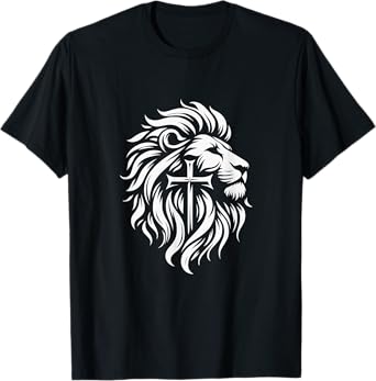 The Lion Of Judah Cross Jesus Inspirational Christian T-Shirt