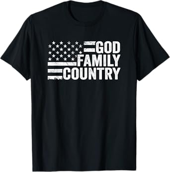 God Family Country - Patriotic Christian American Flag Women Men T-Shirt