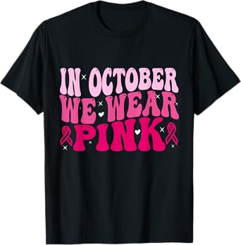 In October We Wear Pink Halloween Breast Cancer Awareness T-Shirt