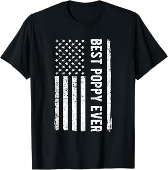 Father's day Best Poppy Ever US American Flag Gift Grandpa Men T-Shirt