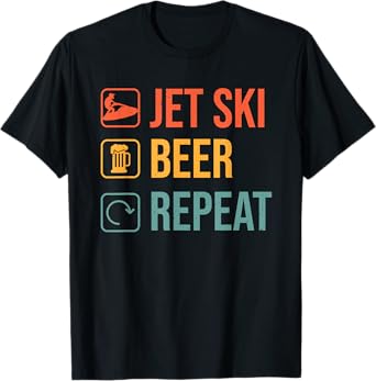 Jet Ski Beer Repeat Funny Jet Ski Operator Jetski Rider T-Shirt