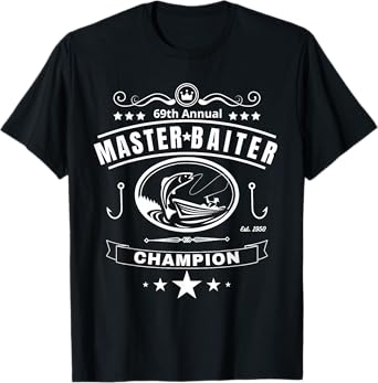 Funny Fishing MASTER BAITER CHAMPION Men's t-shirt gift T-Shirt
