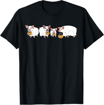 Spooky Pigs Ghost Halloween Farm Animals Autumn Pumpkin T-Shirt