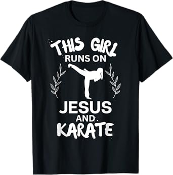 This Girl Runs On Jesus And Karate Christian Karate Lover T-Shirt