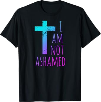 I am not ashamed - Big Red Cross - Gospel Christian Faith T-Shirt