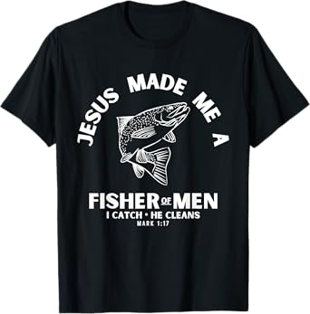 Christian Fishermen for Men Religious Bible Verse Fishing T-Shirt