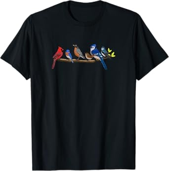 Birds on a Branch Bird Lover Bird Watcher Bluebird Cardinal T-Shirt