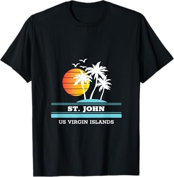 St. John Sunset Original Virgin Islands Beach Novelty Art T-Shirt