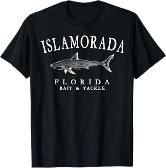 Islamorada Florida Shark Retro Arched White Letters T-Shirt