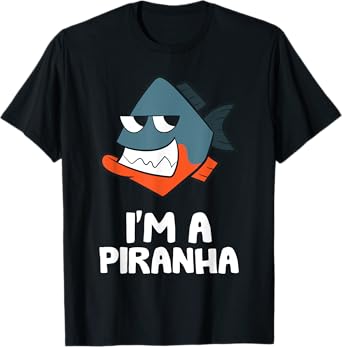 Funny Piranha Fish Gifts I'm A Piranha Kawaii Piranha Fish Drawing Unisex-Kids T-Shirt Black Small