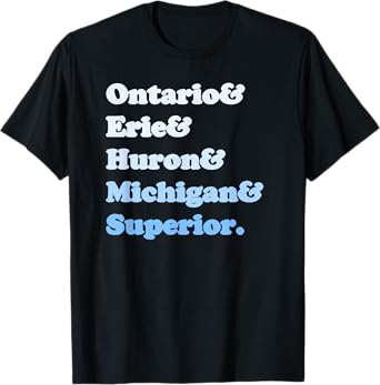 Retro Great Lake Lakes Huron Erie Michigan Superior Ontario T-Shirt
