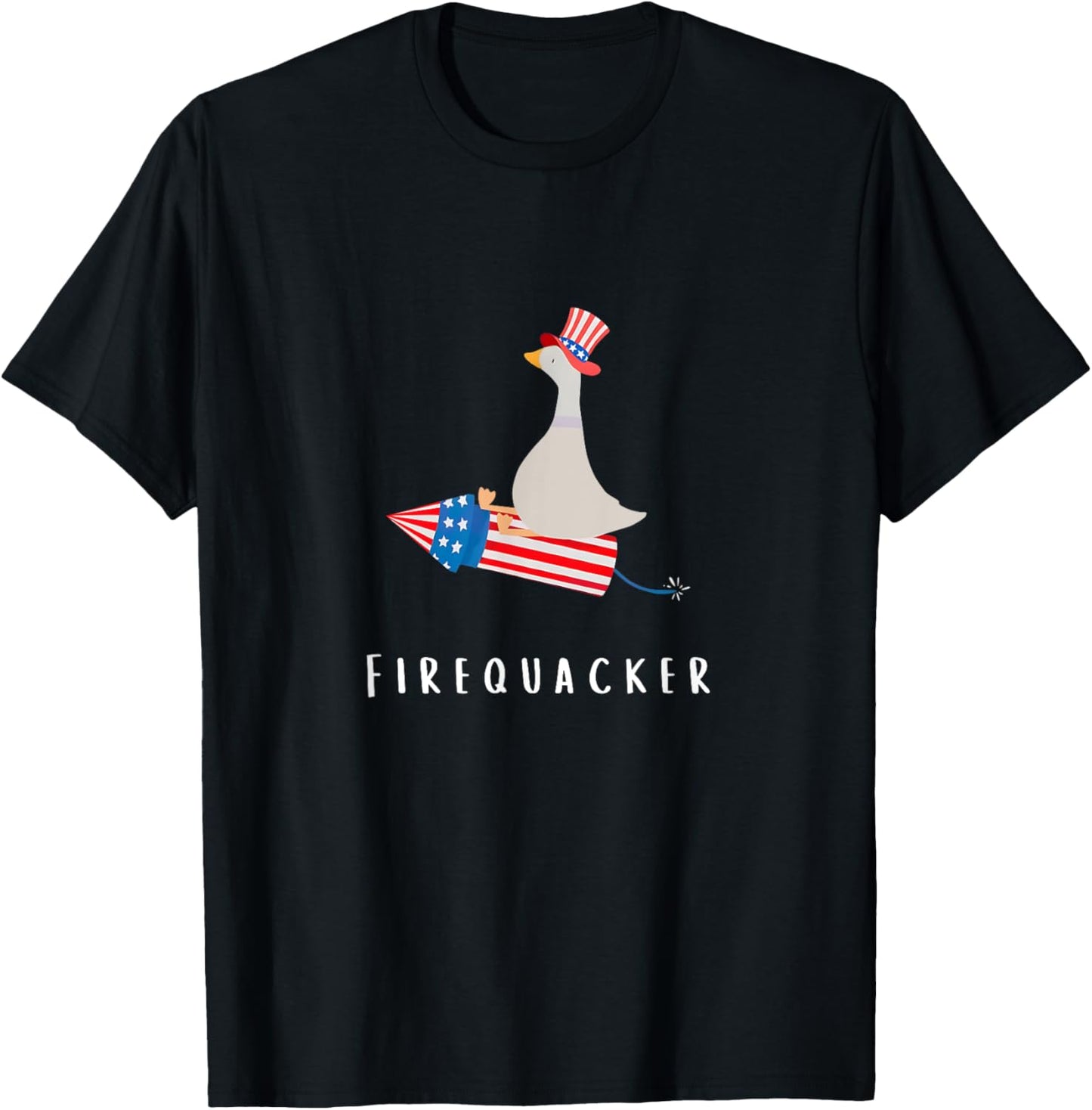 Funny Goose Fourth Of July Firequacker Independence Day T-Shirt