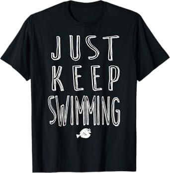 Disney Pixar Finding Dory Keep Swimming Bold Sketch Logo T-Shirt