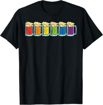 Rainbow Gay Beer Mugs LGBTQ Pride Flag Drinking Men Women T-Shirt