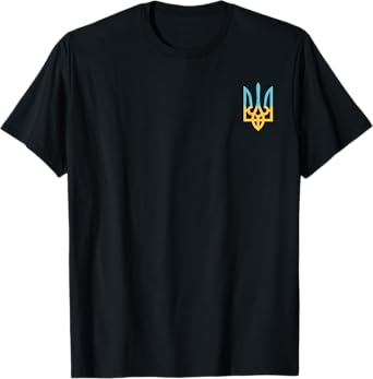 Ukraine Flag Trident Pocket Ukrainian Crest Women Men Kids T-Shirt