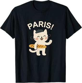 Paris France Funny Cute Cat Graphic T-Shirt