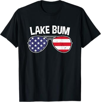 Lake Bum Lake Life Boating Fishing Camping Campfire America T-Shirt