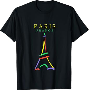 Paris France Eiffel Tower Art 90s Style T-Shirt