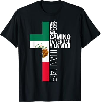 Jesus Christian Bible Verse Gifts Spanish Mexican Flag Cross T-Shirt