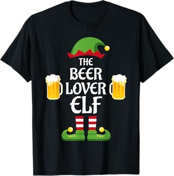 Beer Lover Elf Family Matching Group Christmas T-Shirt