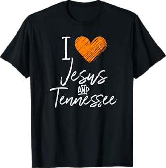 I Love Jesus And Tennessee Shirt Orange Heart Cute Fan Gift T-Shirt