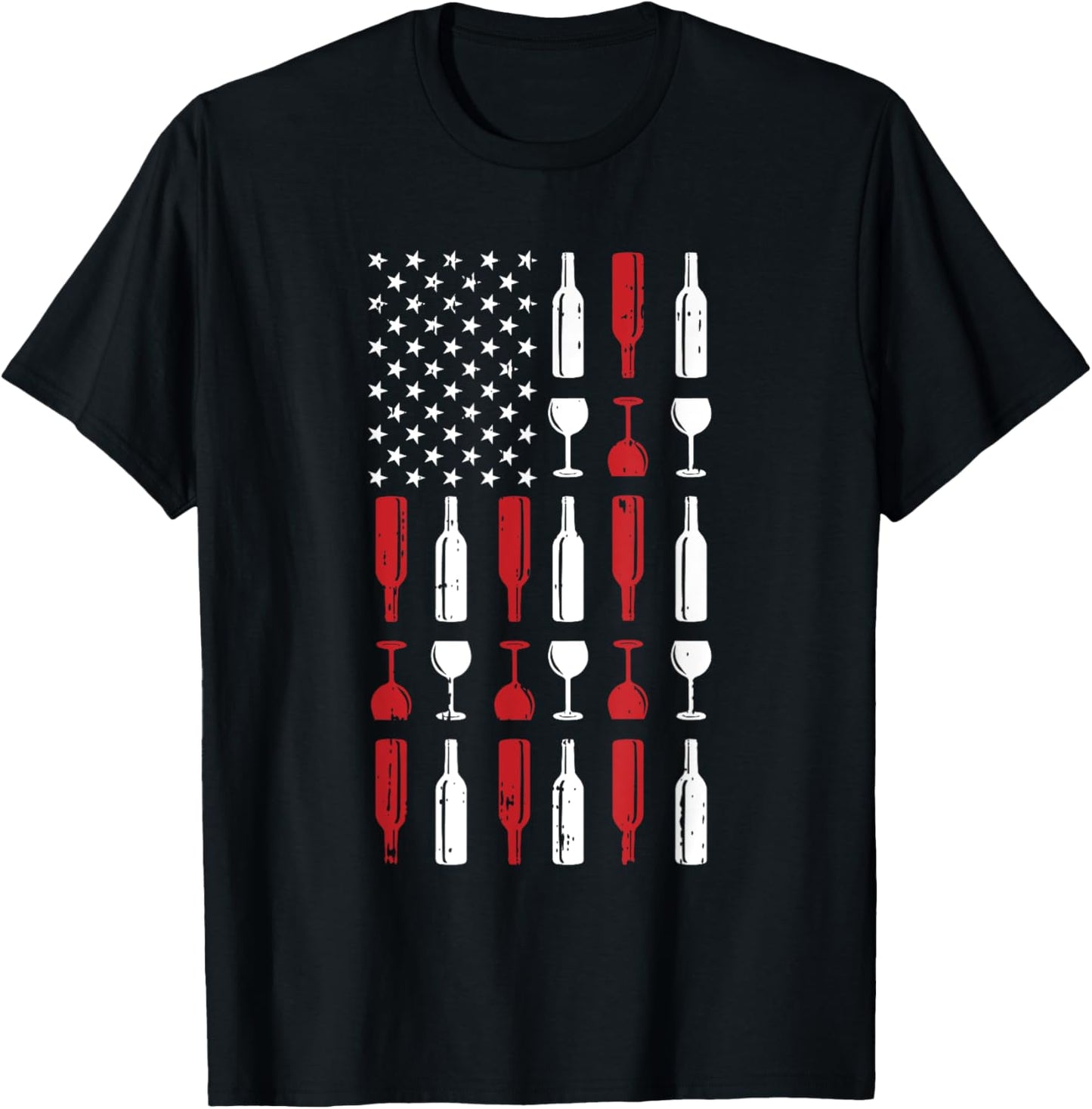 Wine Glass 4th Of July Vintage USA Flag Patriotic Drinker T-Shirt