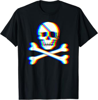 Jolly Roger Trippy Crossbones Skull Halloween Rave EDM Party T-Shirt