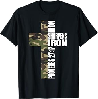 Green Camo Iron Sharpens Iron Christian Verse Family Couples T-Shirt