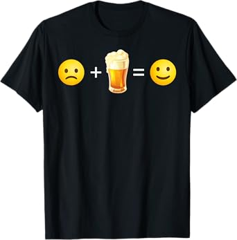 Face Math Beer Lover Sad Happy Emoticon Funny T-Shirt