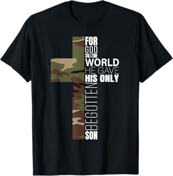 Green Camo Christian Cross Bible Verse Gifts Men John 3 16 Premium T-Shirt
