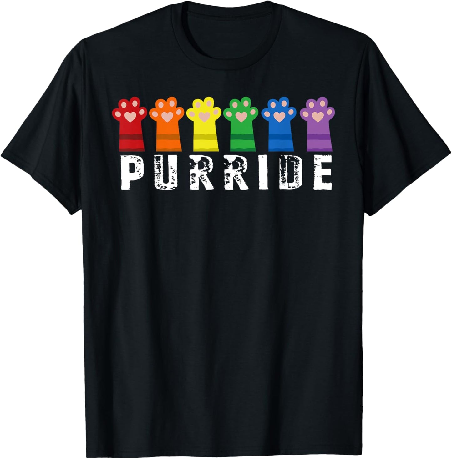 Pride Cat Purride Gay LGBTQ Rainbow Flag Retro Style T-Shirt