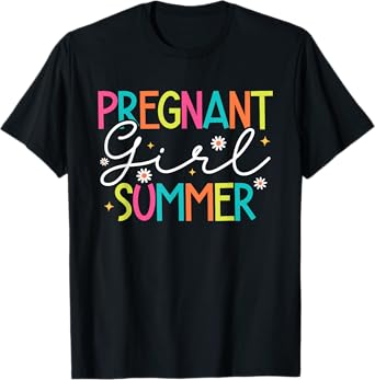 Cute Pregnancy Reveal Pregnant Girl Summer Baby Shower T-Shirt