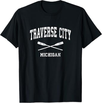 Traverse City Michigan Vintage Nautical Paddles Sports Oars T-Shirt