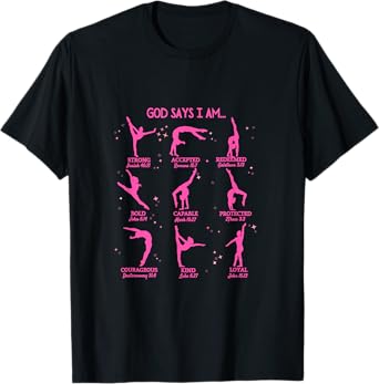 Gymnastics God Says I Am Bible Verse Gymnast Christian Jesus T-Shirt