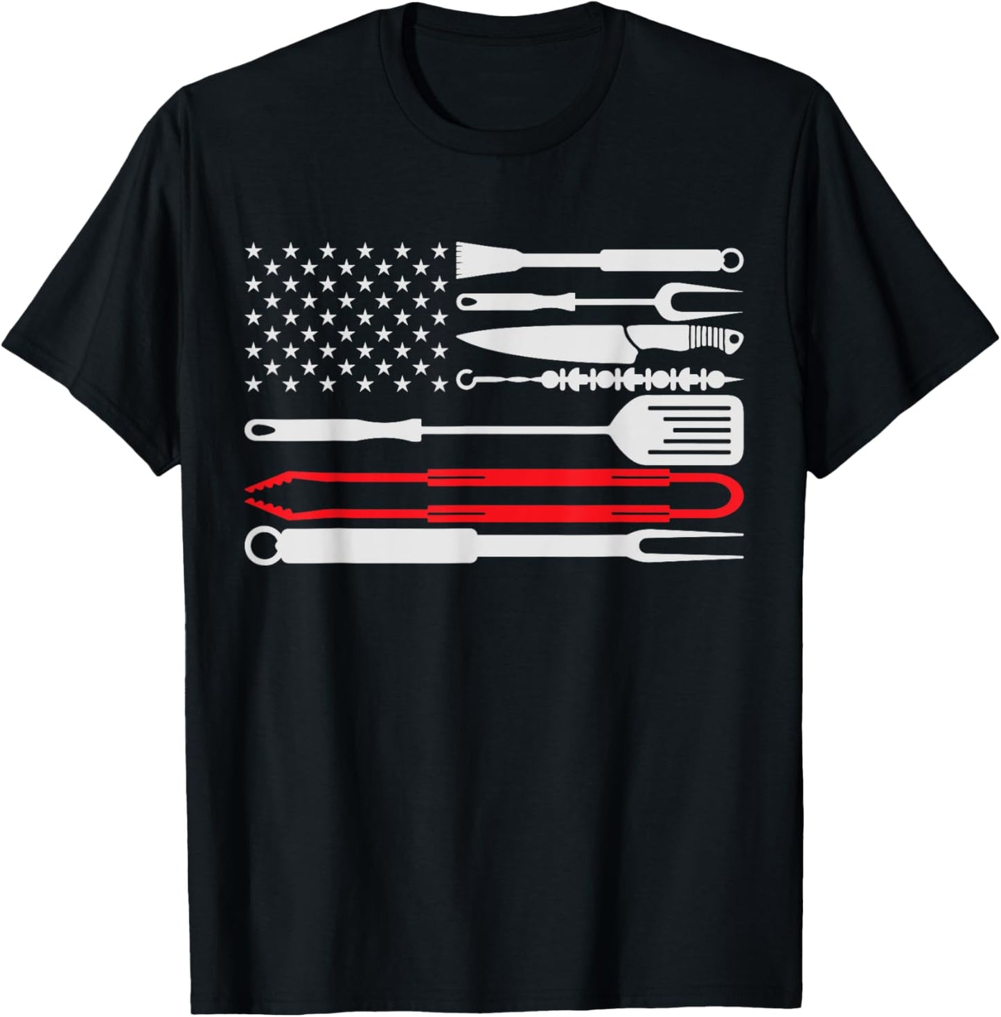 Grilling Graphic Barbeque US Flag Smoking Pit BBQ Meat Grill T-Shirt