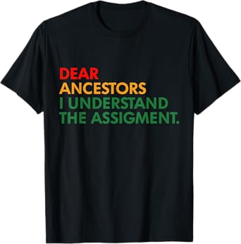 Dear Ancestors I Understand The Assigment Proud Black Woman T-Shirt