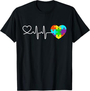 Love Heart Puzzle Acceptance Men Women Kids Autism Awareness T-Shirt