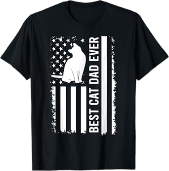 Men's Cat Dad US Flag Kitty Daddy Dad Christmas Fathers Day T-Shirt