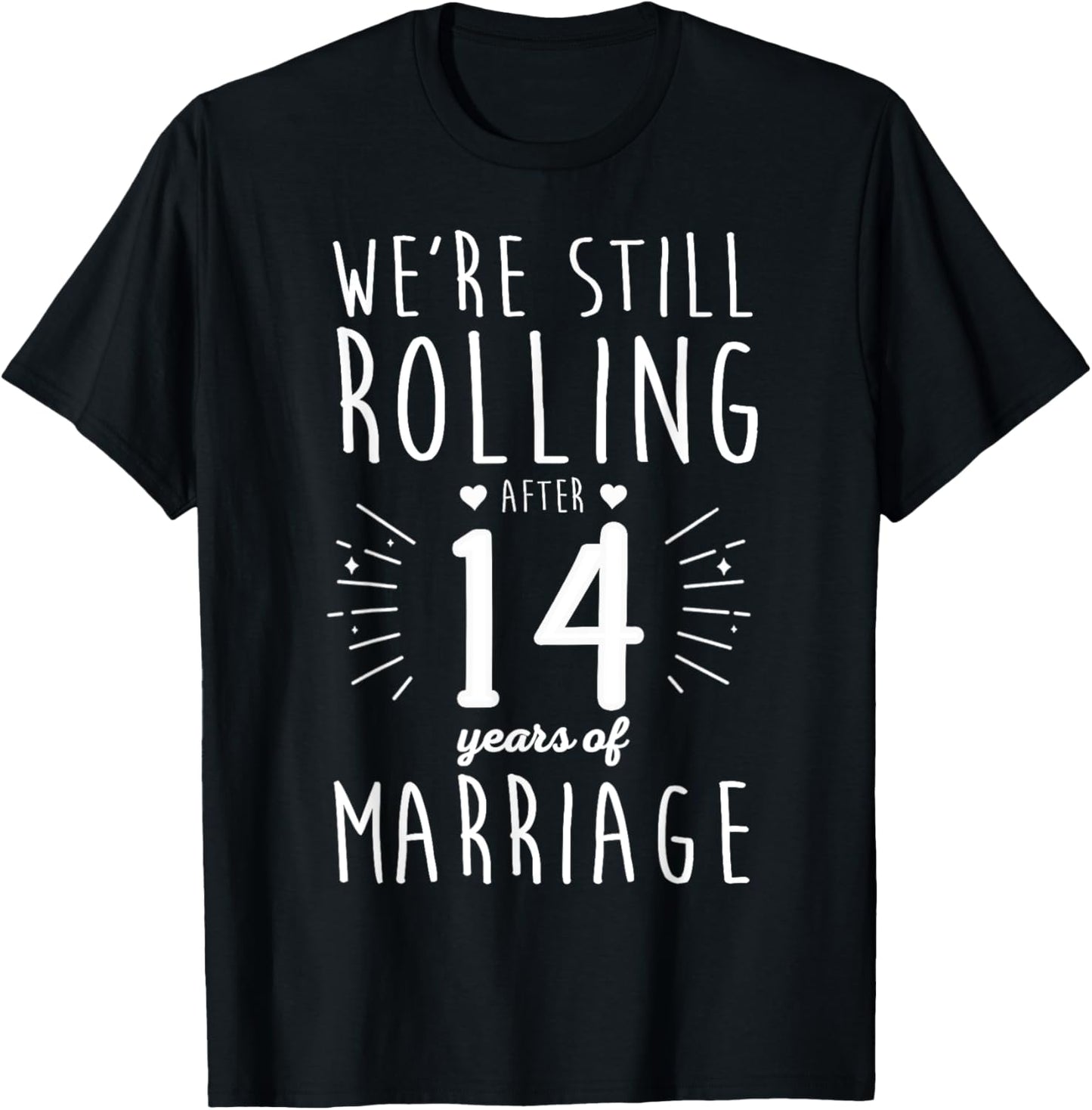 Fun 14th Wedding Anniversary Heart Couples Married 14 Years T-Shirt