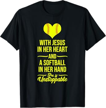 Softball With Jesus In Her Heart Softball Pitcher T-Shirt