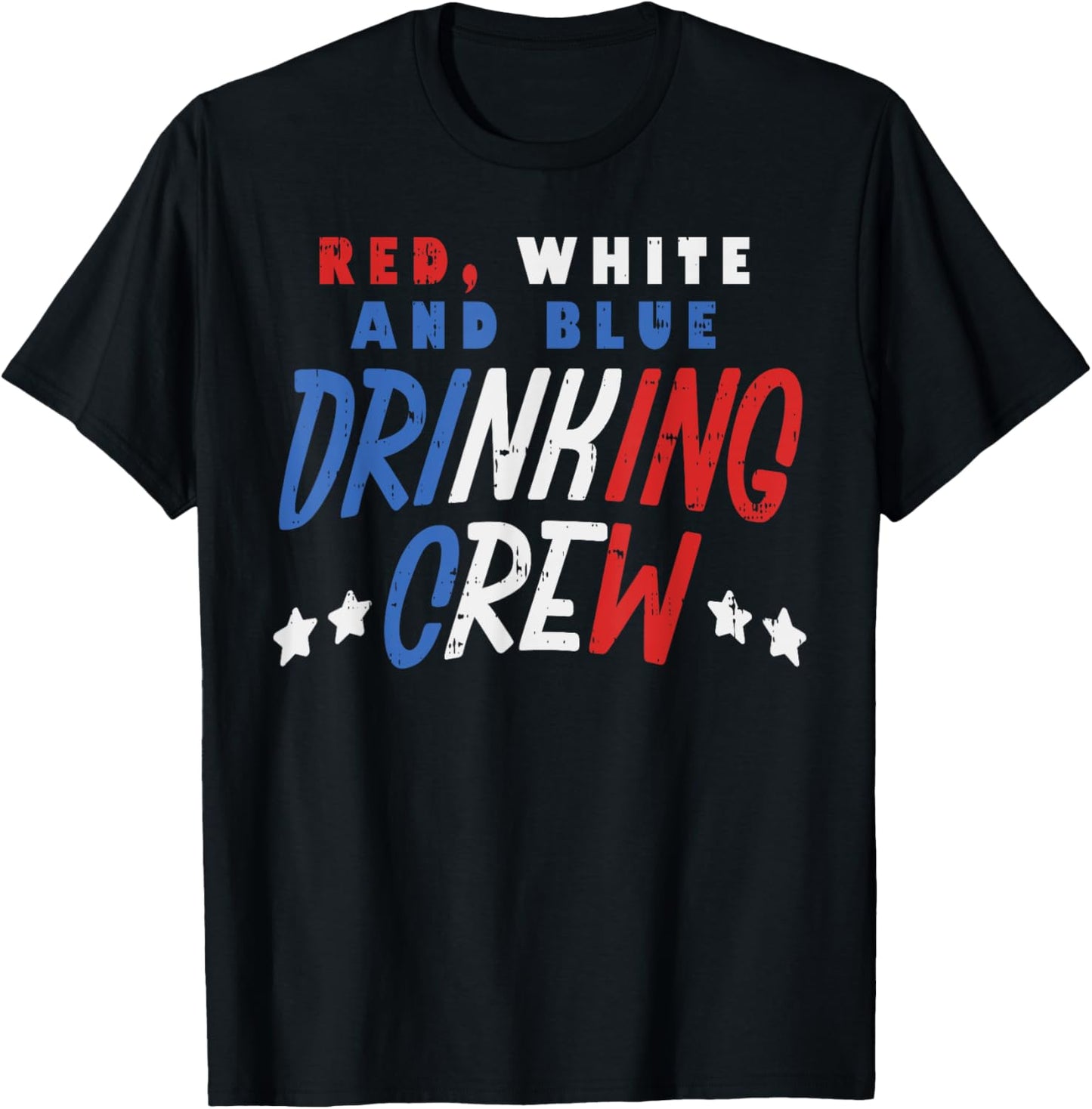 Red White and Blue Drinking Crew Funny USA 4th Of July Party T-Shirt
