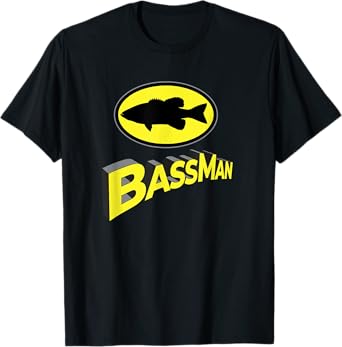 Classic Bass Man Fishing Design Men Womens Superhero Novelty T-Shirt