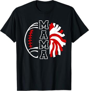 Football And Cheer Mama Proud Football And Cheerleading Mom T-Shirt