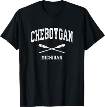 Cheboygan Michigan Vintage Nautical Paddles Sports Oars T-Shirt