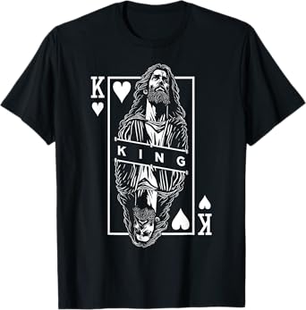 Jesus King Of Hearts Faith In Christ Christian Playing Card T-Shirt