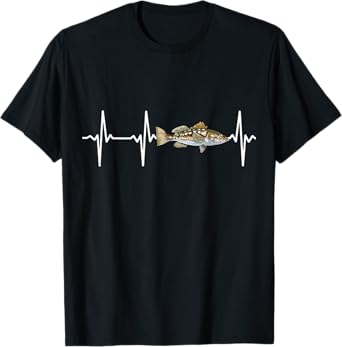 Calico Bass Heartbeat For Saltwater Fish Fishing Lovers T-Shirt