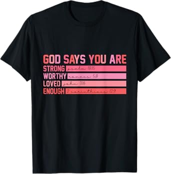 Vintage God Says You Are Strong Worthy Loved Enough Tee Gift T-Shirt