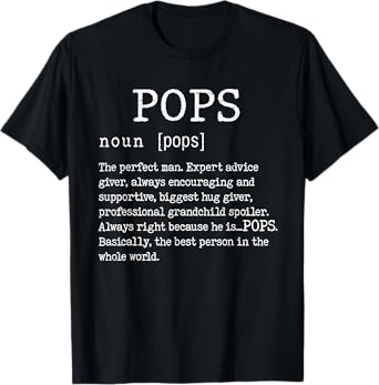 Pops Definition Father's Day Funny Grandpa Grandfather Noun T-Shirt